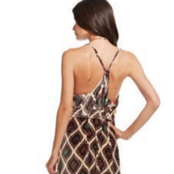 Chaser Velvet Paisley Maxi Sun Dress Size Small Halter Back Sleeveless EUC Tan - Picture 5 of 7